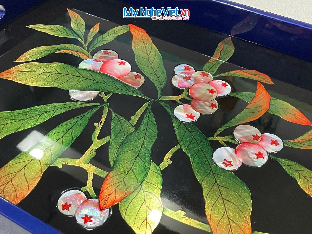 Khay Sơn Mài Vẽ Chùm Quả Ngọt Cao Cấp KSMHD34.5