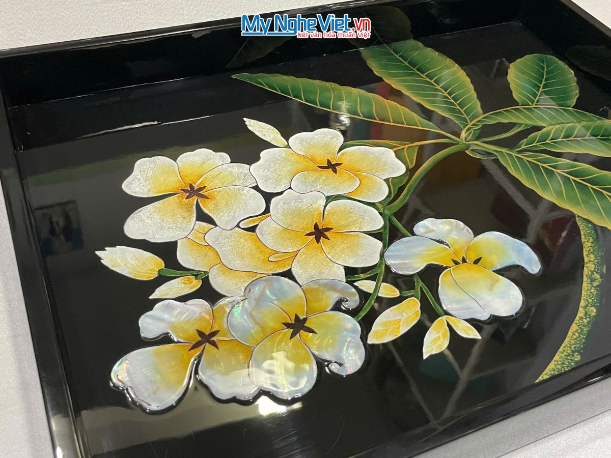 Khay Sơn Mài Vẽ Hoa Sứ Cao Cấp KSMHD34.1