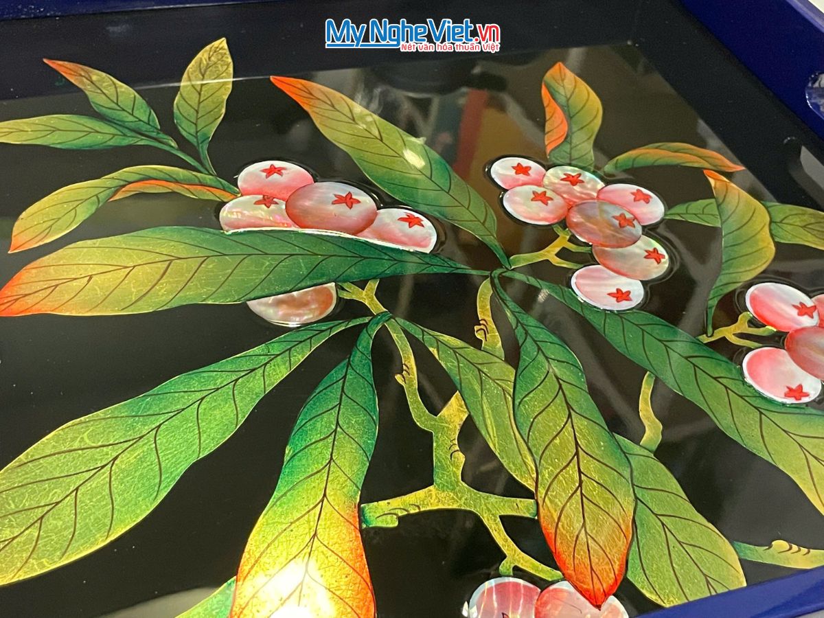 Khay Sơn Mài Vẽ Chùm Quả Ngọt Cao Cấp KSMHD3535.5