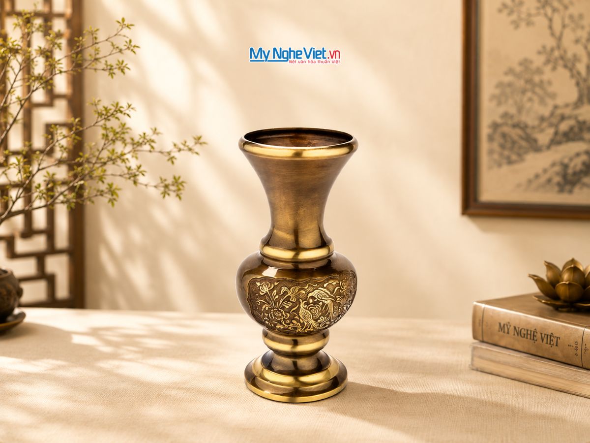 Bình Hoa Đồng Cạo Màu H25 MNV-DD33/25
