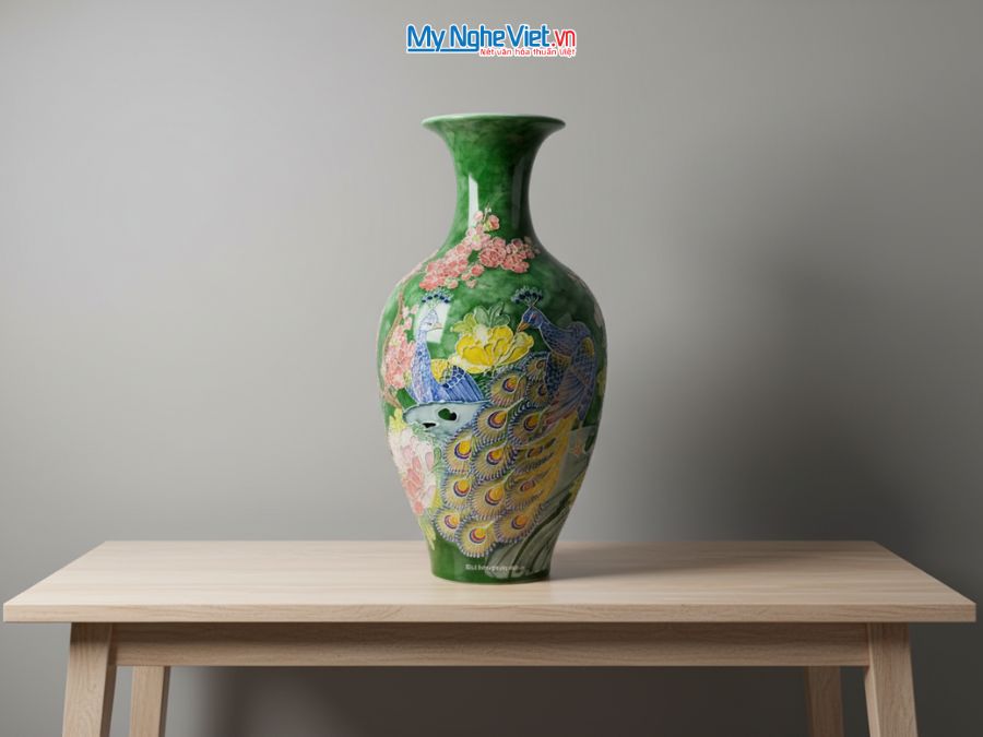 Lộc Bình Gốm Công Đào Đắp Nổi Cao Cấp H47cm LHGML03.2