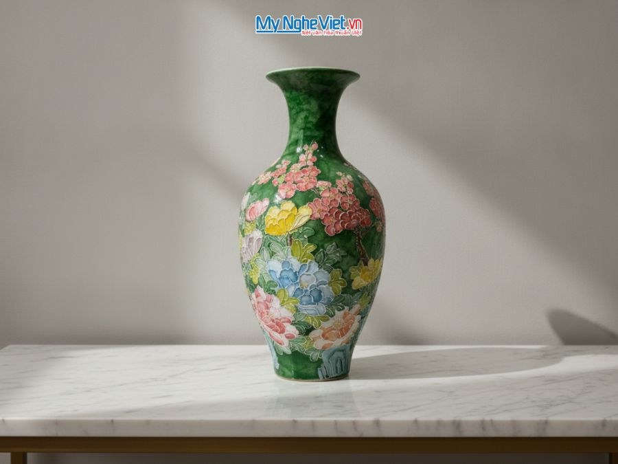Lộc Bình Gốm Công Đào Đắp Nổi Cao Cấp H47cm LHGML03.2