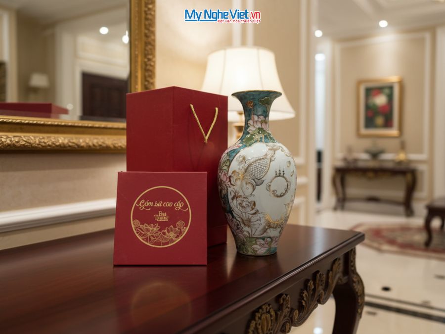 Lộc Bình Gốm Thuận Buồm Xuôi Gió Vàng Kim Cao Cấp H47cm LHGML03