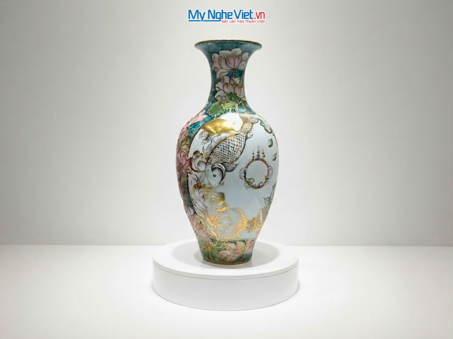 Lộc Bình Gốm Thuận Buồm Xuôi Gió Vàng Kim Cao Cấp H47cm LHGML03