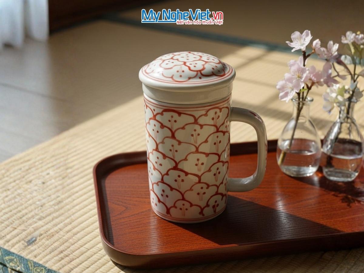Ly Lọc Trà Men Bóng Vẽ Mây LLTH031