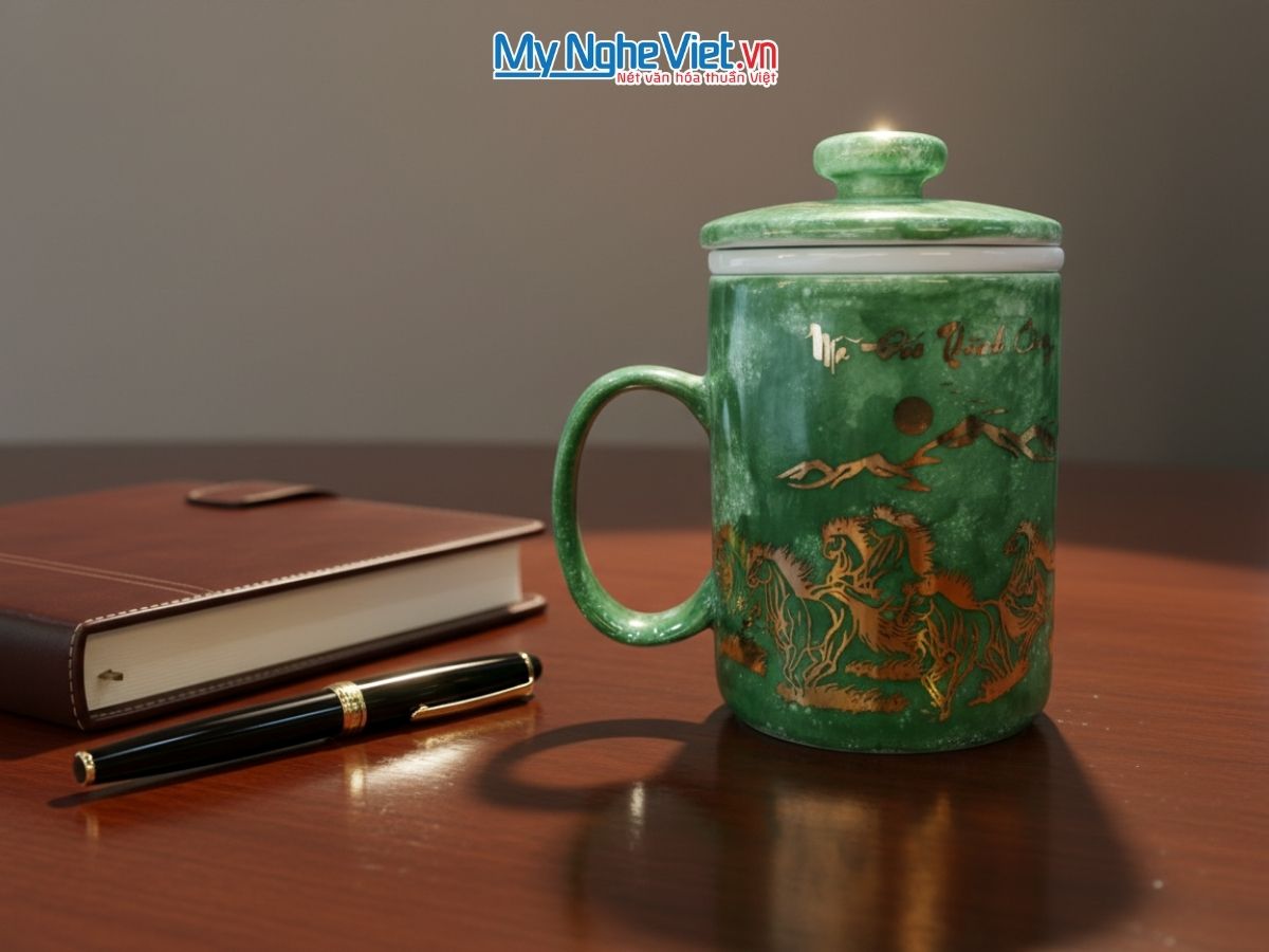 Ly Lọc Trà Men Vân Đá Vẽ Thuận Buồm Xuôi Gió LLTML01.3