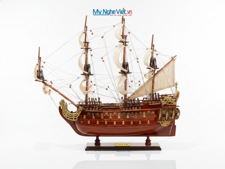 Mô Hình Tàu Chiến Cổ Le Soleil Royal Gỗ Căm Xe Thân 40cm MNV-TB07