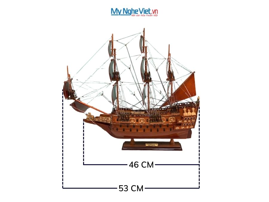 Mô Hình Tàu Chiến Cổ Sovereign Of The Seas Gỗ Tràm Thân 46cm MNV-TB08.1