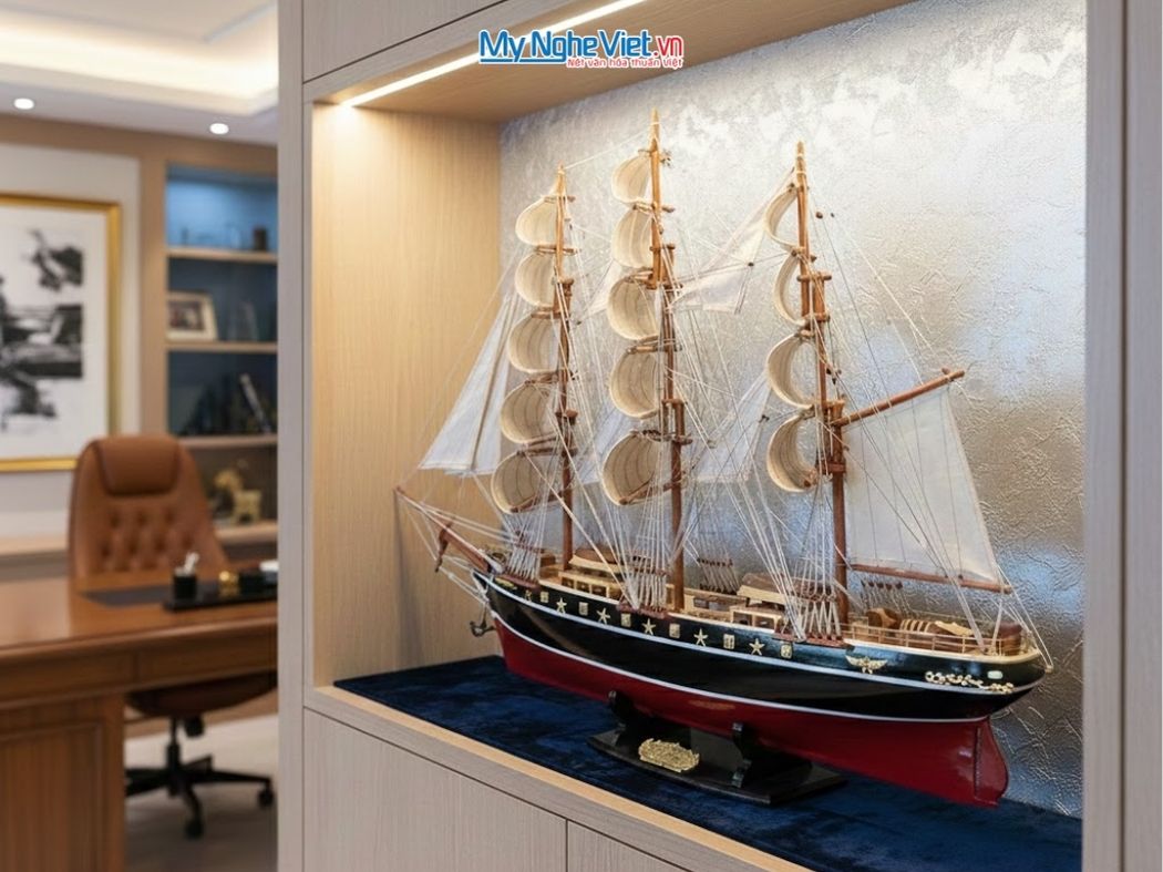 Mô hình tàu thuyền buồm CUTTY SARK  80cm (Màu Sơn) MNV-TB04D - Mô hình tàu thuyền trang trí