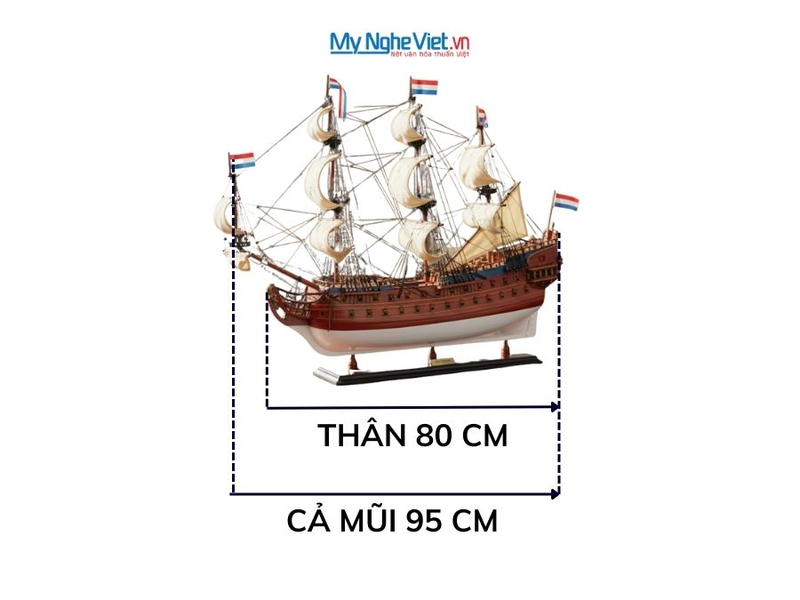 Mô Hình Tàu Chiến Cổ Friesland Gỗ Căm Xe Thân 80cm MNV-TSFL80P