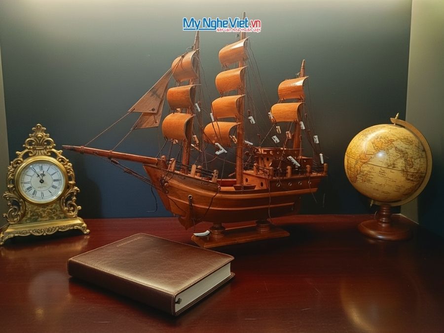 Mô Hình Tàu Thuyền Thái Lan gỗ cẩm lai (Thân 40cm) MNV-TB15/40