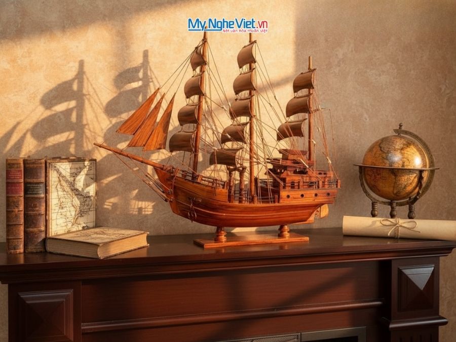 Mô Hình Tàu Thuyền Thái Lan gỗ cẩm lai (Thân 80cm) MNV-TB15-80C