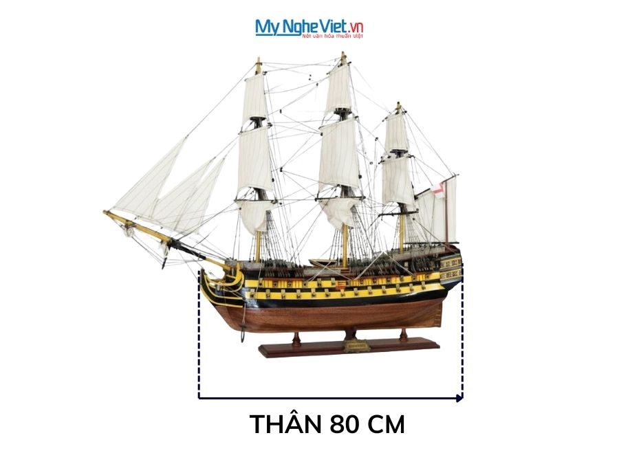 Mô Hình Tàu Chiến Cổ Agamemnon Gỗ Căm Xe Thân 80cm MNV-TB36