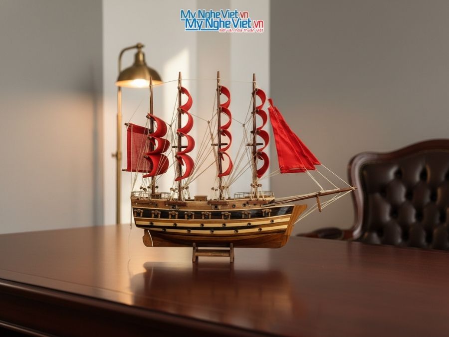 Mô Hình Tàu Chiến Cổ Jylland Gỗ Xoan Đào Thân 40cm MNV-TB27-3