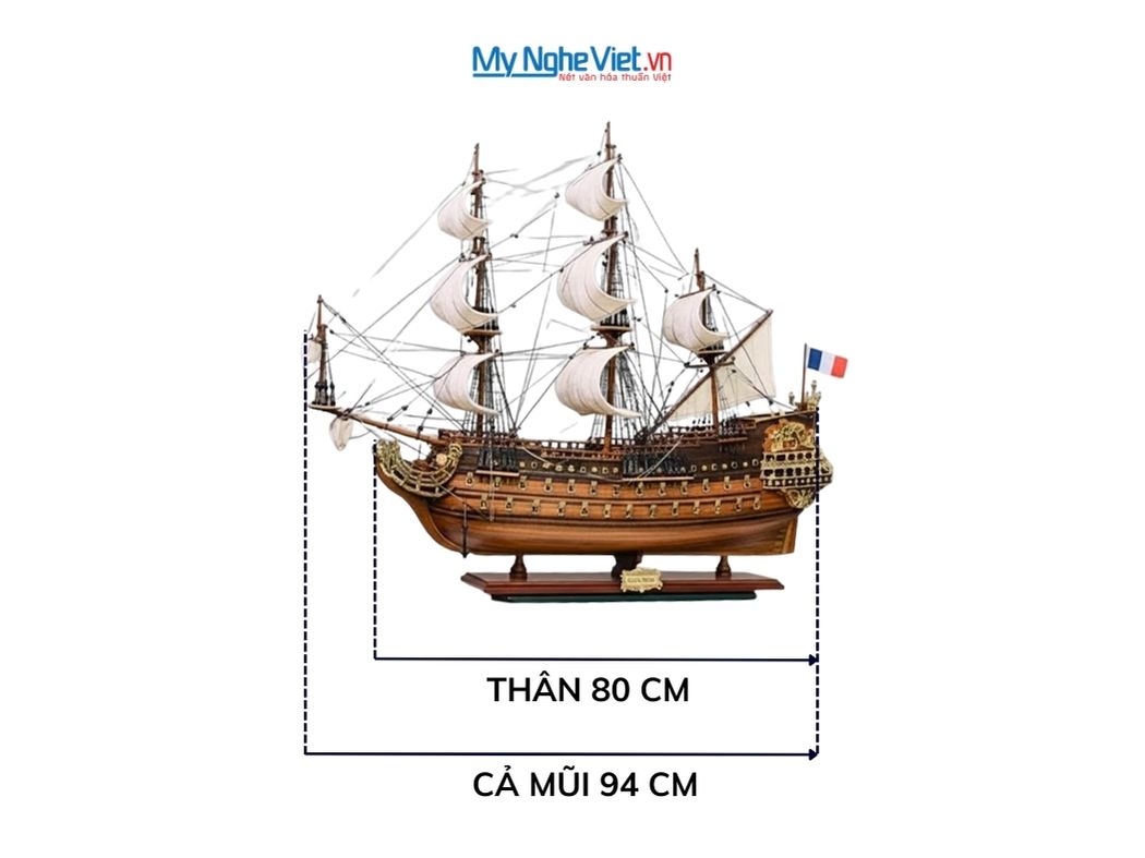 Mô Hình Tàu Chiến Cổ Sovereign of The Seas Gỗ Căm Xe Thân 80cm MNV-TB14