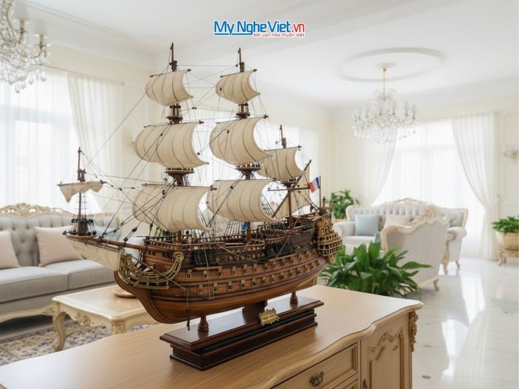 Mô Hình Tàu Chiến Cổ Sovereign of The Seas Gỗ Căm Xe Thân 80cm MNV-TB14