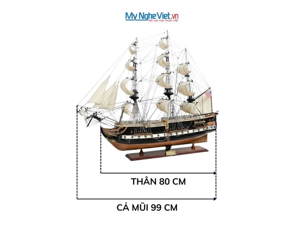 Mô Hình Tàu Chiến Cổ USS Constitution Thân 80cm MNV-TBUSS01