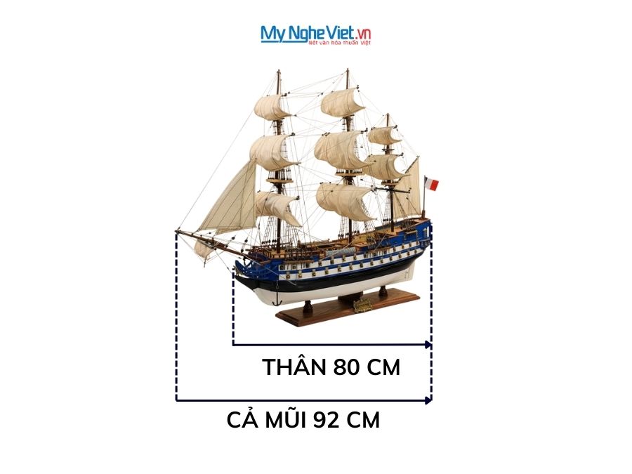 Mô Hình Thuyền Gỗ Chiến Cổ Le Protecteur Gỗ Sơn MNV- TB37