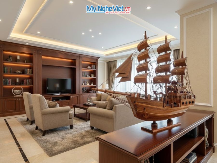 Mô Hình Thuyền Thái Lan Gỗ Hương Thân 60cm MNV-TB15/60H