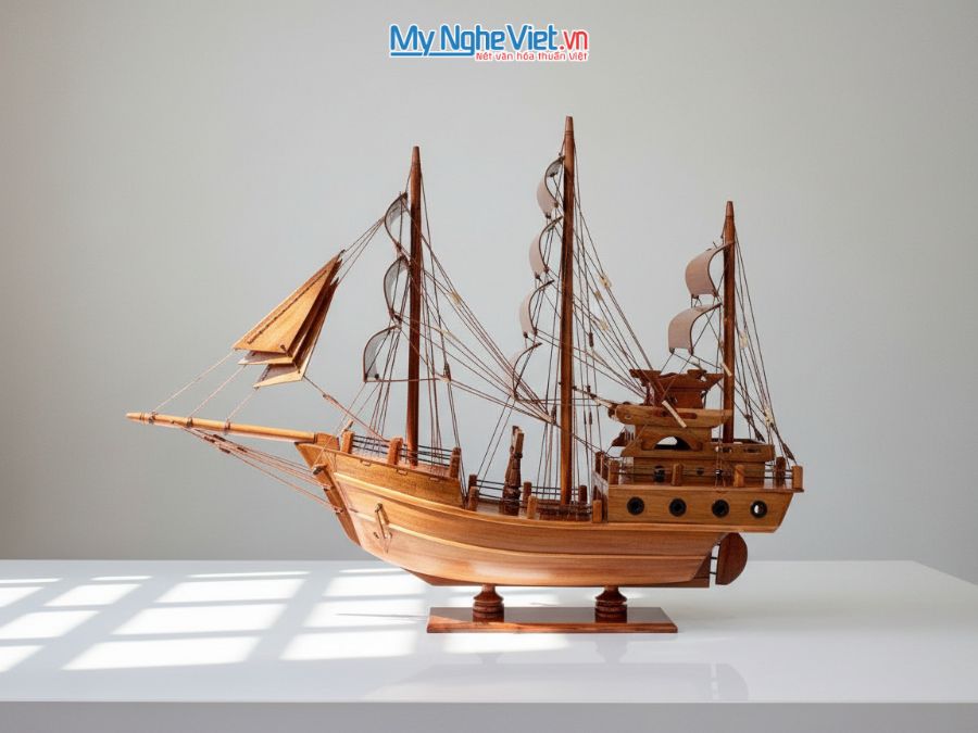 Mô Hình Thuyền Thái Lan Gỗ Hương Thân 60cm MNV-TB15/60H
