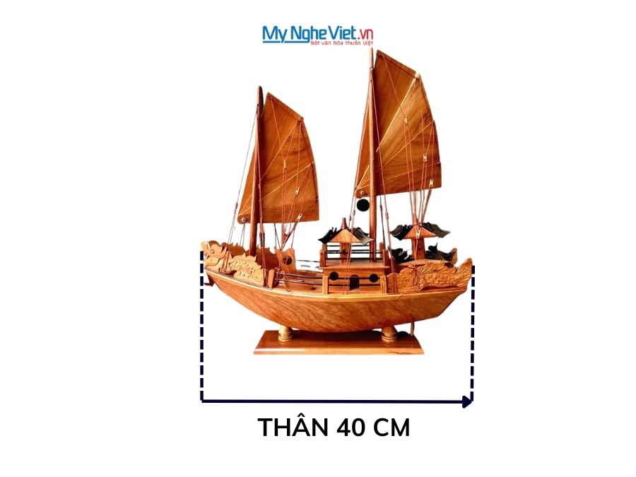 Mô Hình Thuyền Rồng Hạ Long Gỗ Hương Thân 40cm MNV-TB16/GH