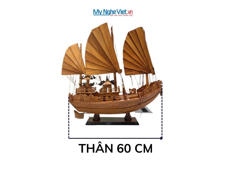 Mô Hình Thuyền Rồng Hạ Long Gỗ Hương Thân 60cm MNV-TB16/60GH