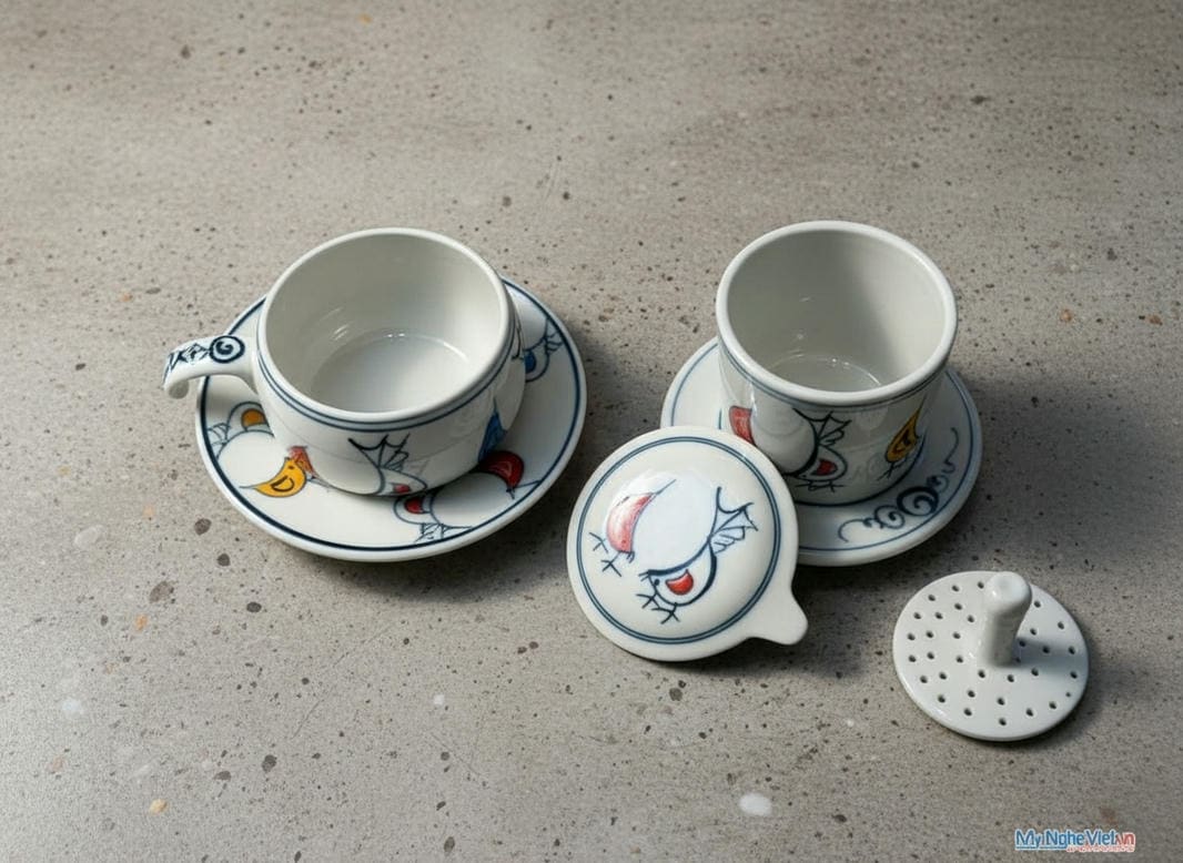 Phin cà phê thấp vẽ chim bồ câu CFVH004.5