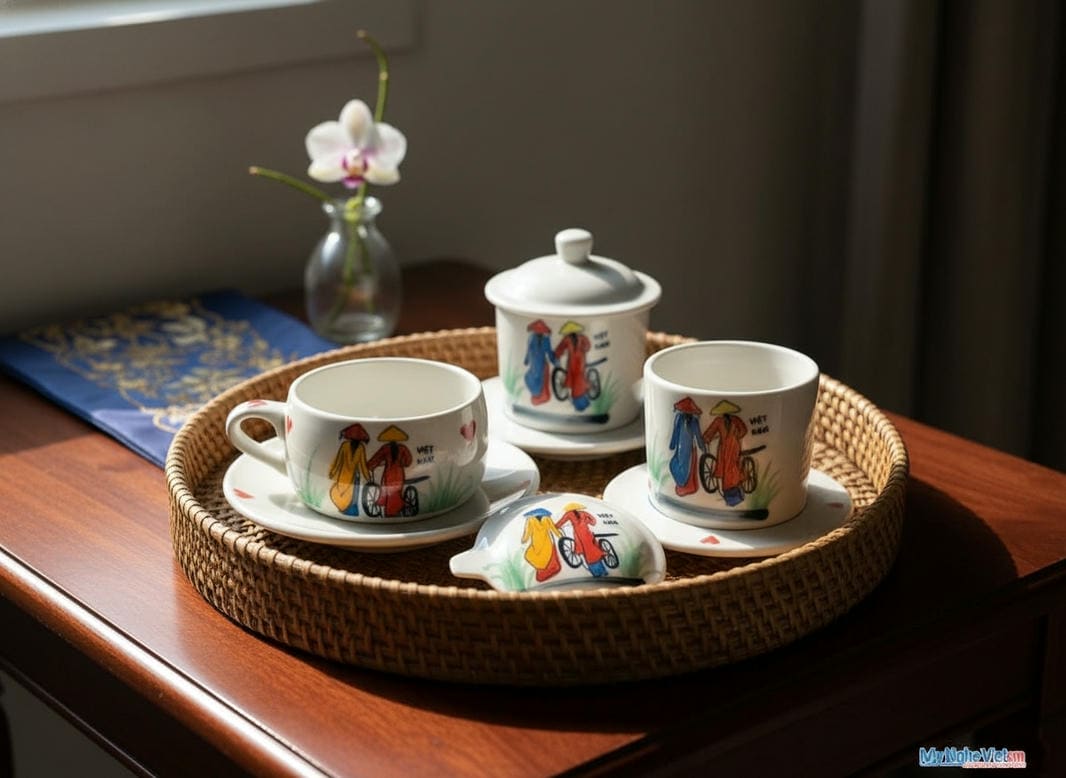 Phin cà phê thấp vẽ 2 cô gái CFVH004.4-1