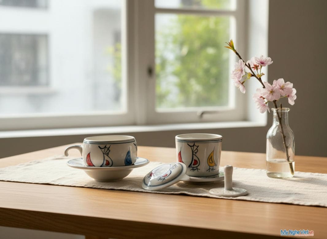 Phin cà phê thấp vẽ chim bồ câu CFVH004.5