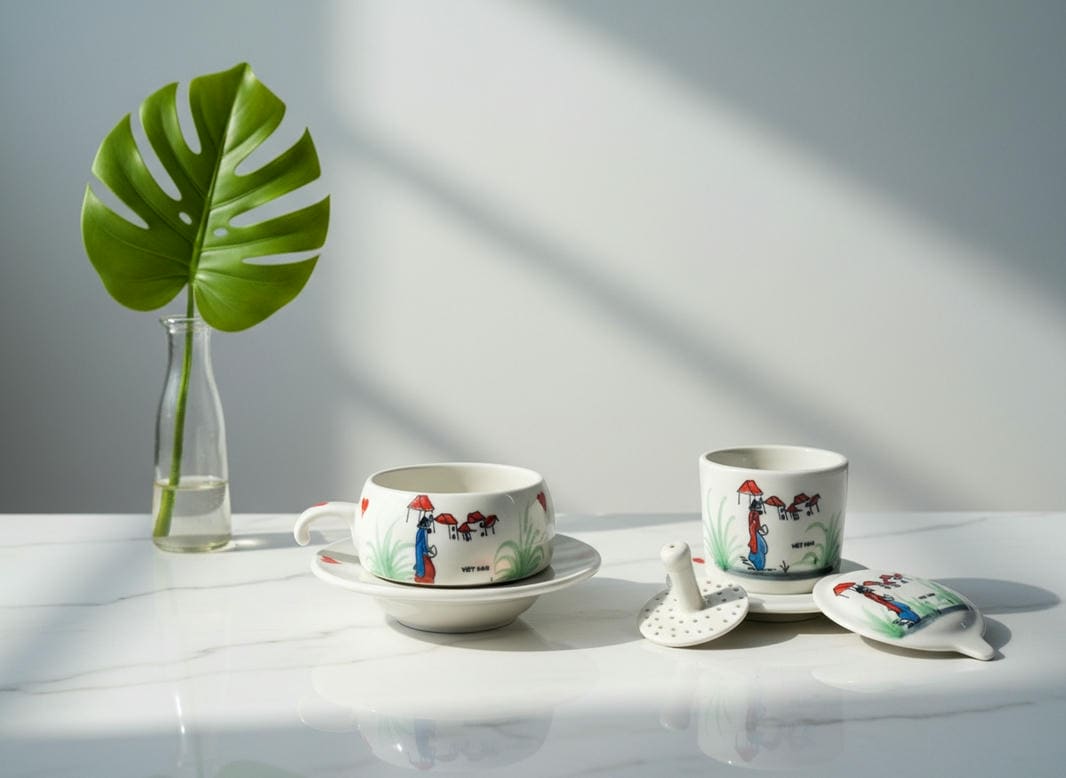 Phin cà phê thấp vẽ 1 cô gái CFVH004.4