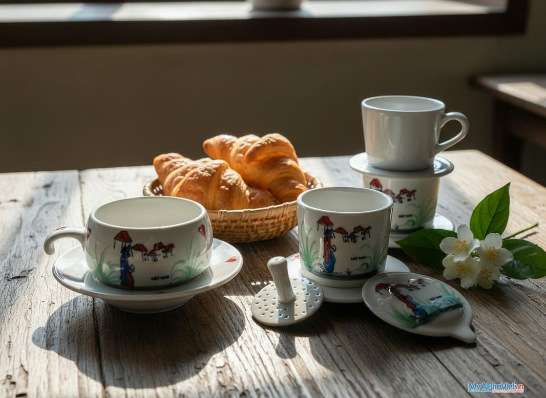 Phin cà phê thấp vẽ 1 cô gái CFVH004.4