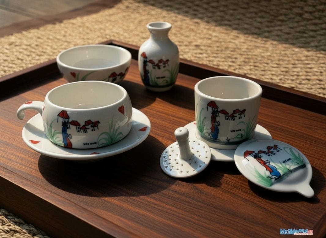 Phin cà phê thấp vẽ 1 cô gái CFVH004.4