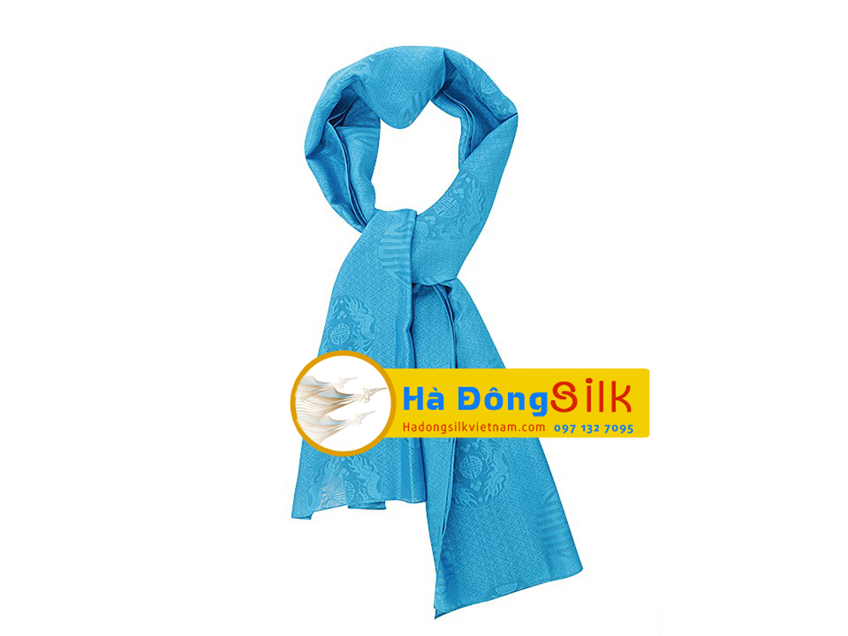 Khăn choàng cổ Hà Đông họa tiết vân xanh chữ Thọ MNV-KL90180