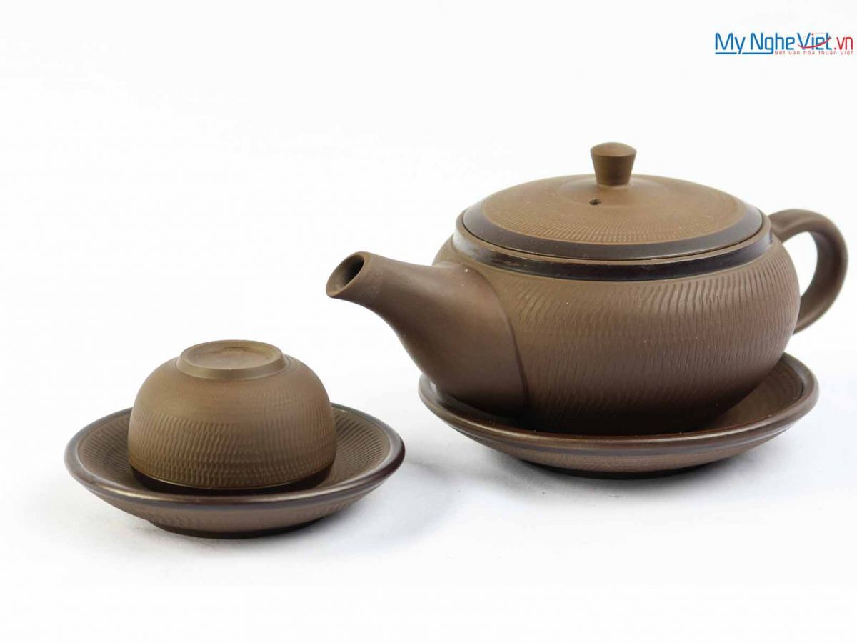 Bộ bình trà Bát Tràng độc ẩm gốm ganh thấp MNV-TS049-2