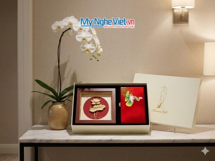 Set Quà Tặng Sếp/Đối Tác Cao Cấp- Trah Đồng & Hộp Trang Sức Sơn Mài CBQT004