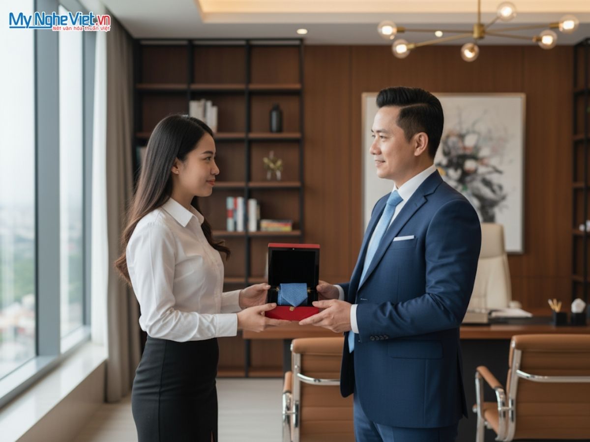 Set Quà Tặng Doanh Nhân: Cà Vạt Và Hộp Sơn Mài - Quà Tặng Đối Tác Quốc Tế & Lãnh Đạo Nam