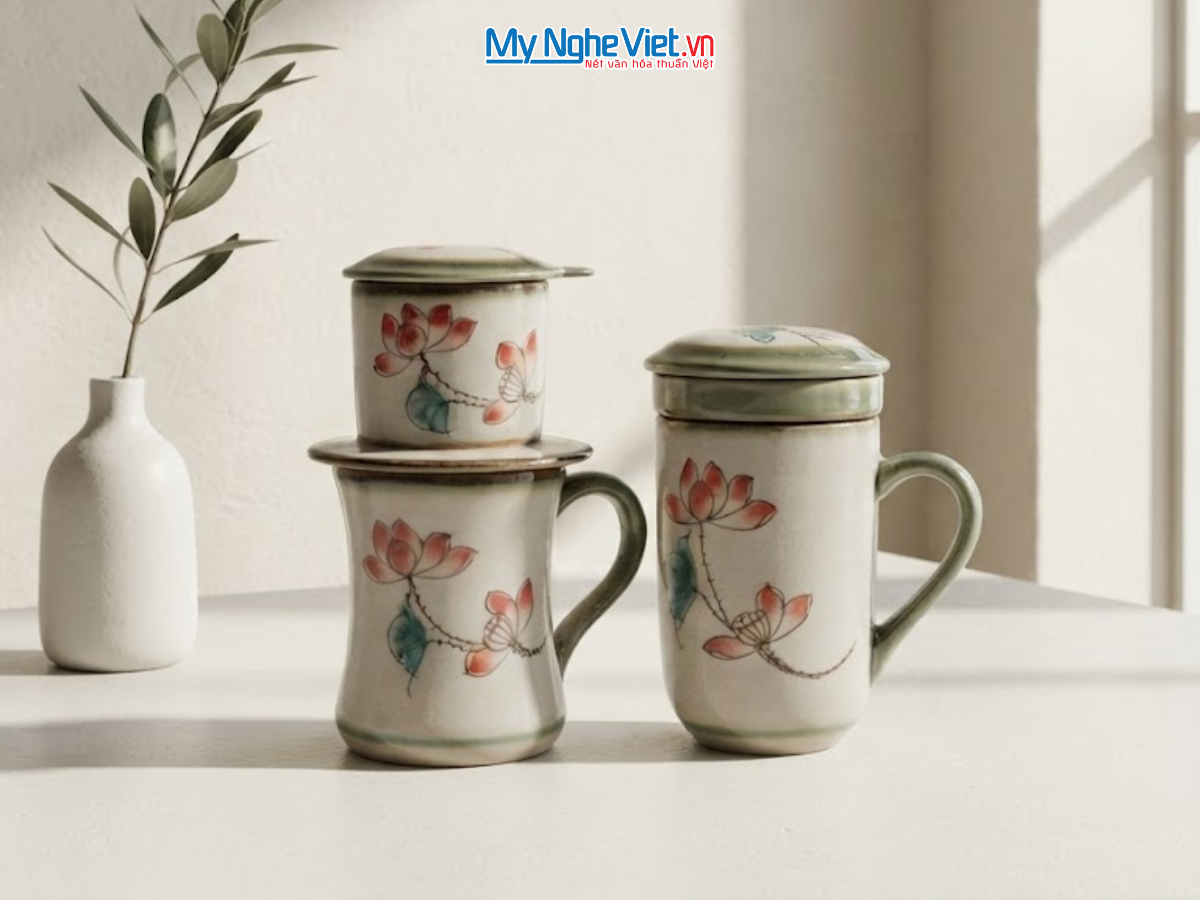 Set Quà Tặng Doanh Nghiệp - Phin Cà Phê & Ly Lọc Trà Hoa Sen CBCFV002-5