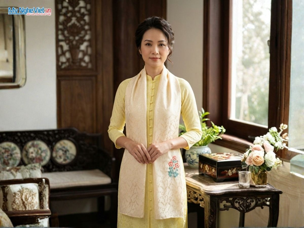 Set Quà Tặng Hộp Trang Sức Sơn Mài Đồng Quê & Khăn Lụa Thêu Hoa
