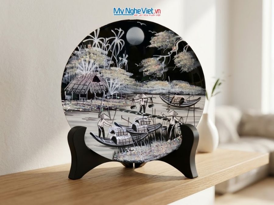  Set Quà Tặng Tranh Đĩa Và Tượng Cô Gái Áo Dài Đồng Quê CBQT005.2