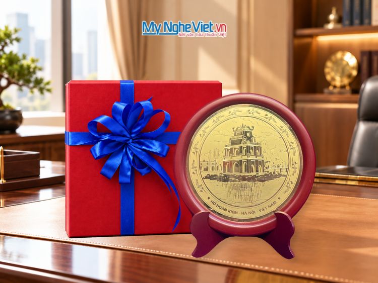 Đĩa Đồng Lưu Niệm Hồ Hoàn Kiếm 23cm MNV-DD06