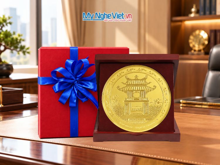 Đĩa Đồng Lưu Niệm Để Bàn Cảnh Khuê Văn Các DD03-18-3