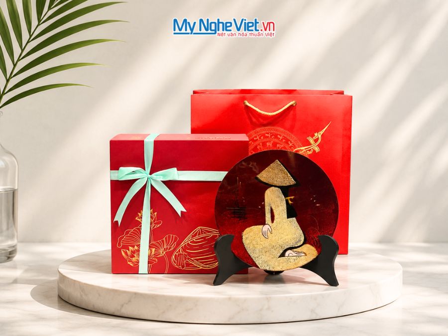 Tranh đĩa sơn mài cô gái nhiều mẫu D25cm TD25-Q