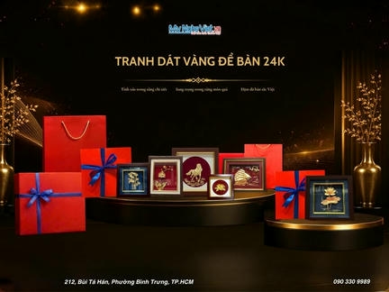 Tranh Đồng Dát Vàng Để Bàn