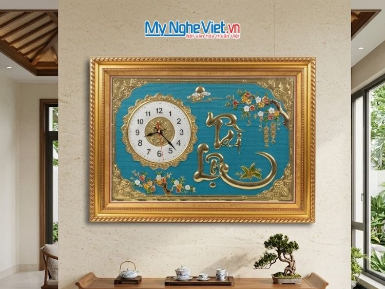 Tranh Đồng Chữ Thư Pháp - Đồng Hồ Chữ Thuận Buồm Xuôi Gió MNV-DD012-2