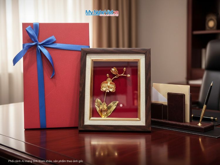 Tranh Hoa Lan Bằng Đồng Mạ Vàng 24k - MNVHD04