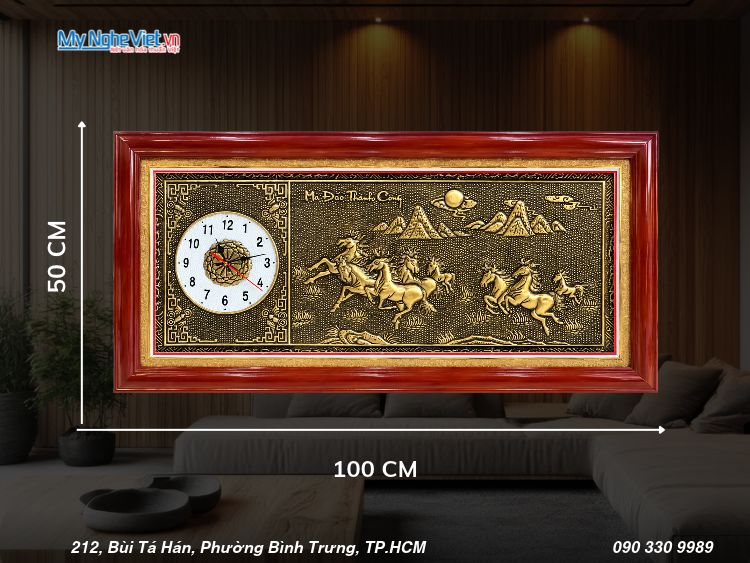 Tranh Đồng Hồ Giả Cổ Mã Đáo Thành Công 50x100cm MNV-DD510/1