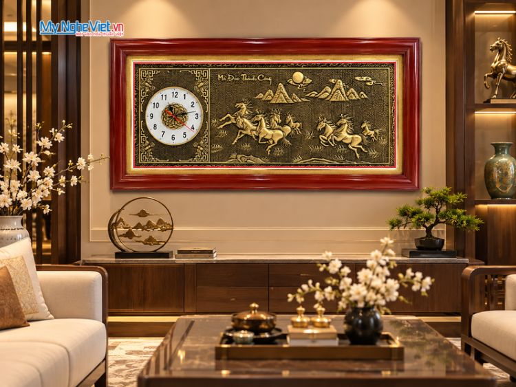 Tranh Đồng Hồ Giả Cổ Mã Đáo Thành Công 50x100cm MNV-DD510/1