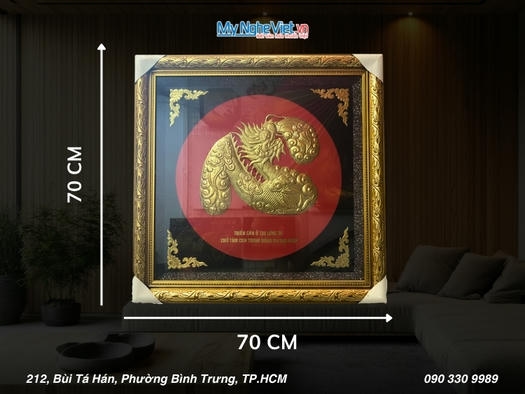 Tranh Đồng Chữ Tâm Hóa Rồng 70x70(cm) MNV-DD77