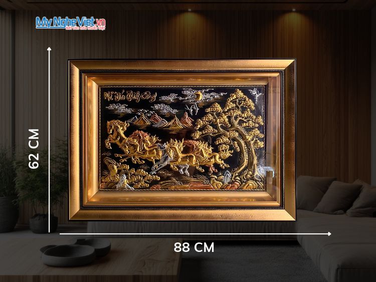 Tranh Đồng Mã Đáo Thành Công Nền Đen 62x88cm HTD688.1