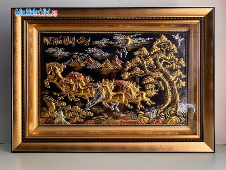 Tranh Đồng Mã Đáo Thành Công Nền Đen 62x88cm HTD688.1